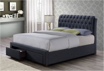 Valentino Fabric Bed - Charcoal